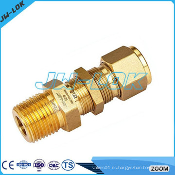 JW Conexiones-1 / 2NPT conector de compresión macho doble de cobre